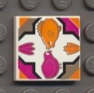 3068bpb0056-1G Tegel 2x2 Vogel, vis, bloemen wit gebruikt *5T05-07
