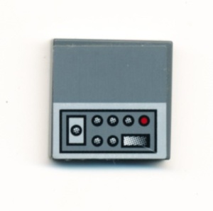 3068bpb0136L-85G Tegel 2x2 SW Jedi Starfighter met knoppen Links(Sticker) grijs, donker (blauwachtig) gebruikt *5T05-27