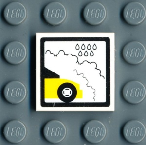 3068bpb0210-1G Tegel 2x2 Car Wash (Sticker) wit gebruikt *5T05-09
