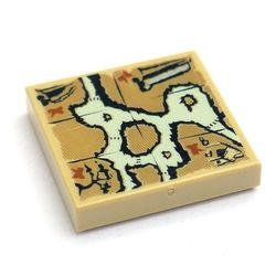 3068bpb0407-2G Tegel 2x2 Kaart met boom, huis en waterval crème gebruikt *5T05-24