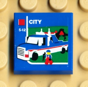 3068bpb0858-7G Tegel 2x2 Lego Wagen (Sticker) blauw gebruikt *5T05-23