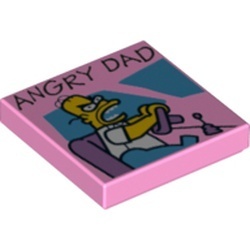 3068bpb0920-104 Tegel 2x2 ANGRY DAD roze, helder NIEUW *