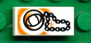 3069bpb0039-1G Tegel 1x2 Slot en ketting wit gebruikt *5T02-04