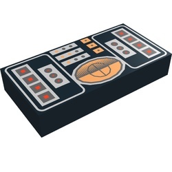3069bps2-11 Tegel 1x2 Avionics Star wars rood en zilver opdruk zwart NIEUW *0D008