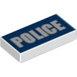 3069pb0139-1 Tegel 1x2 met POLICE op blauwe achtergrond wit NIEUW *1L000