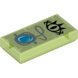 3069pb0556-108 Tegel 1x2 Goblin oog en amulet transparant heldergroen NIEUW *1L000