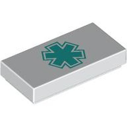 3069pb1170-1 Tegel 1x2 Met turquoise EMT ster wit NIEUW *1L000