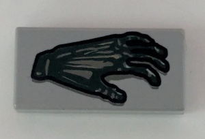 3069px44-9G Tegel 1x2 met groene hand lichtgrijs (klassiek) gebruikt *5T02-15