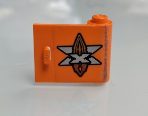 3188pb006-4G Deur 1x3x2 rechts met zilver Xtreme Stunts Logo (Sticker) - Set 6739 oranje gebruikt *5S002