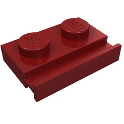 32028-59 Platte plaat 1x2 met deurrail rood, donker NIEUW *1B316