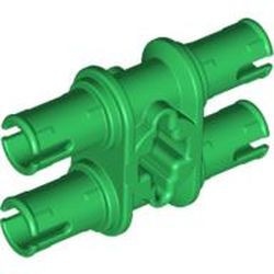 32138-6G Technic, dubbele pin met asgat groen gebruikt *1A068