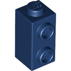 32952-63 Steen 1x2 HOOG met twee noppen 1 (!) zijde blauw, donker NIEUW *1B037