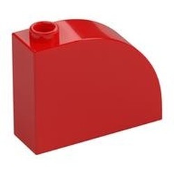 33243-5 Steen, 1x3x2 ronde top 90 graden massief rood NIEUW *1B070