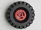 3482c03-5G Wiel met gespleten asgat met grote geribbelde band rood gebruikt *5W000