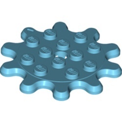 35443-156 Platte plaat rond 4x4 met 10 tanden blauw, middenazuur NIEUW *5D0000
