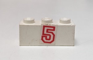 3622pb010-1G Steen 1x3 nummer 5 (Sticker) wit gebruikt *5V03-01