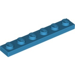 3666-153 Platte plaat 1x6 blauw, donkerazuur NIEUW *1B176