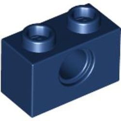 3700-63G Technic, steen 1x2 met gat blauw, donker gebruikt *1D052