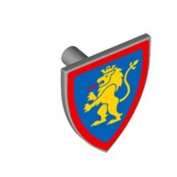 3846pb064-86 Schild driehoek blauwe achtergrond gele leeuw grijs, licht (blauwachtig) *0L0000