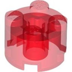 3941-17G Steen, rond 2x2 transparant rood gebruikt *1F022