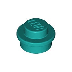4073-39 Platte plaat 1x1 rond turquoise, donker NIEUW *1B207