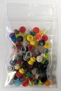 4073-A 100x platte plaat 1x1 rond, allerlei willekeurige kleuren gebruikt *1B206 - Img 3
