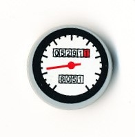 4150pb181-86G Tegel 2x2 rond Snelheidsmeter (Sticker) grijs, licht (blauwachtig) gebruikt *5T07-03