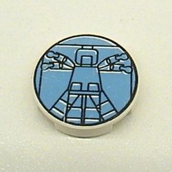 4150px5-1G Tegel 2x2 rond met lichtblauw minifiguur lijnen wit gebruikt *5T07-02