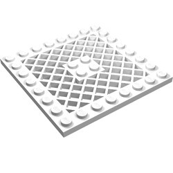 4151-1G Platte plaat 8x8 met rooster ZONDER gat in midden wit gebruikt *3D0000