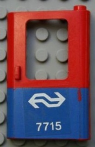 4182pb027-5G Trein, Deur 1x4x5 rechts onderste helft blauw NS 7715 rood gebruikt *1D0000