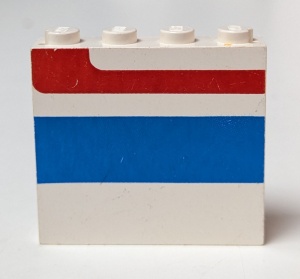 4215ap05-1G Paneel 1x4x3 brede blauwe en smalle rode streep, rechts wit gebruikt *0D0000