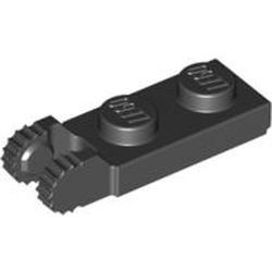 44302-11G Scharnierplaat 1x2- TWEE houders aan einde zwart gebruikt *1B332