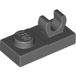 44861-85 Platte plaat 1x2 met clip OP plaat grijs, donker (blauwachtig) NIEUW *1B290