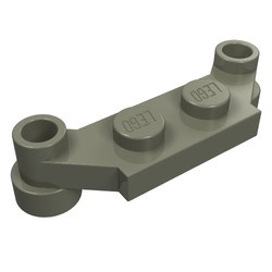 4590-10G Platte plaat 1x4 offset (plaat 2 x1+gaten links en rechts) donker, grijs (klassiek) gebruikt *1L319