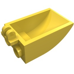 4626-3G Graafschop 2x3 gebogen bodem met 2 vingers geel gebruikt *1E002