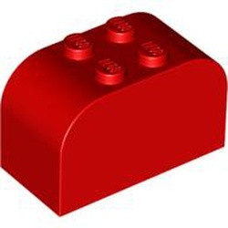 4744-5G Steen 2x4 afgerond boven met 4 noppen bovenop rood gebruikt *0K0000