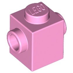 47905-104 Steen 1x1 noppen 2 zijden tegenover elkaar roze, helder NIEUW *1B035