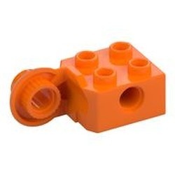 48171-4G Technic, steen 2x2 met gat en verticale rotatie halve bol oranje gebruikt *