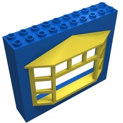 4823c02-7G FABULAND Muur 2x10x7 met geel raam blauw gebruikt *