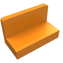 4865b-4 Paneel 1x2x1 (bankje) vlak afgeronde hoeken oranje NIEUW *1B018