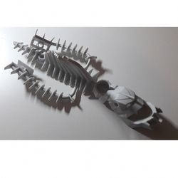 53570-49G Bionicle Piraka flexibele ruggengraat met hoofd en armen grijs, zeer licht gebruikt *