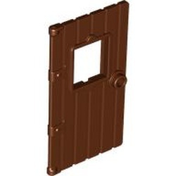 5466-88 Deur 1x4x6 met vierkant raampje en deurknop bruin, roodachtig NIEUW *1B275