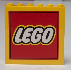 59349pb012-3G Paneel 1x6x5 met LEGO Logo (Sticker) - Set 3221 geel gebruikt *5P0000