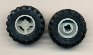 6014bc01-9G Wiel 11x12mm asgat met offset gegroefde band 21x12mm lichtgrijs (klassiek) gebruikt *5W000