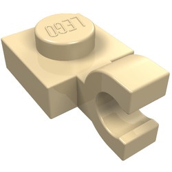 6019-2 Platte plaat 1x1 met horizontale clip crème NIEUW *1B287