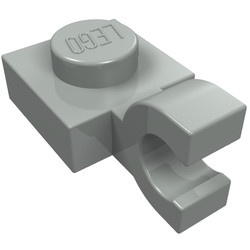 6019-9G Platte plaat 1x1 met horizontale clip lichtgrijs (klassiek) gebruikt *1B315