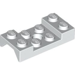 60212-1G Plaat 2x4 met spatbord (boven recht) met gat in midden wit gebruikt *6K05