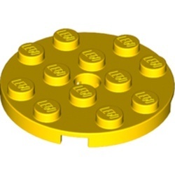 60474-3 Platte plaat 4x4 rond geel NIEUW *1B210