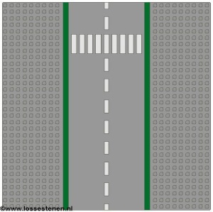 606p02-9G Wegenplaat 32x32 recht MET ZEBRAPAD!! ZONDER FIETSPAD lichtgrijs (klassiek) gebruikt *3K000