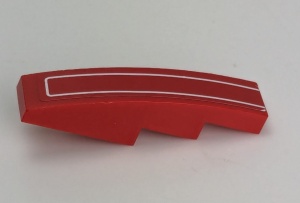 61678pb004-5G Dakpan gebogen 1x4 met witte streep (Sticker) rood gebruikt *5R000
